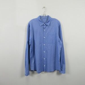 Lululemon Mens Commission Blue Long Sleeve Button Up Shirt Casual Dress Size XL